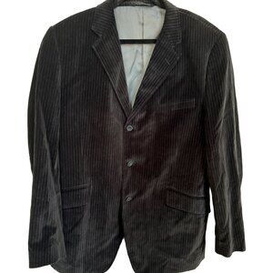 J Ferrar Men's 44L Black Pinstriped Velvet Jacket